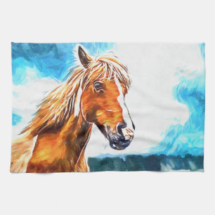 Red horse on the sky Kitchen Towels
