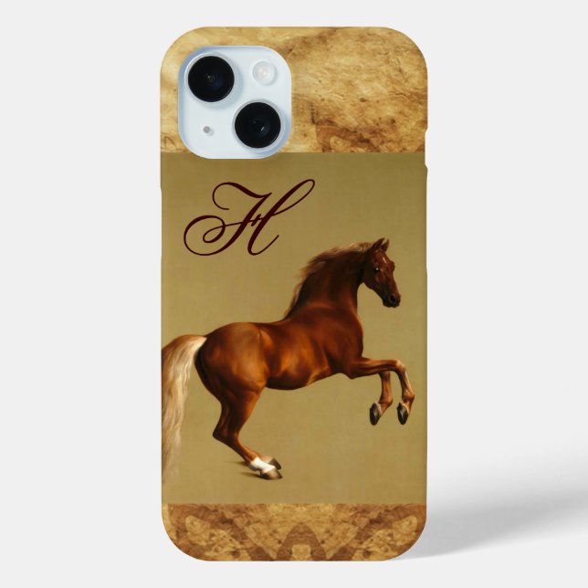 RED HORSE Parchment Monogram Case-Mate iPhone Case (Back)