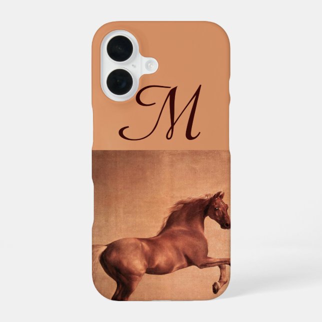 RED HORSE Parchment Monogram iPhone 16 Case (Back)