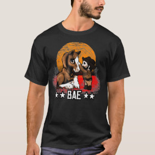 Red Horse Sunset Cute Bae Chibi Cowboy Kid T-Shirt