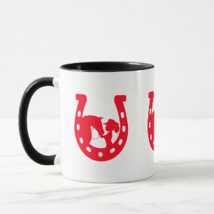 Red Horseshoe Girl and Horse Mug