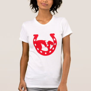 Red Horseshoe Girl and Horse T-Shirt