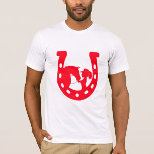 Red Horseshoe Girl and Horse T-Shirt