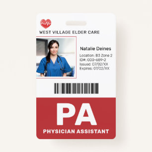 Red Hospital Medical Employee Photo ID Badge