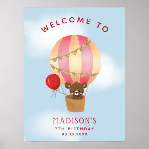Red Hot Air Balloon Birthday Party Welcome Sign