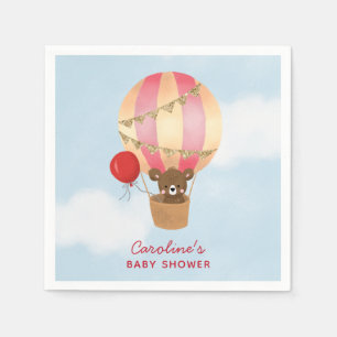 Red Hot Air Balloon Girl Baby Shower Napkin