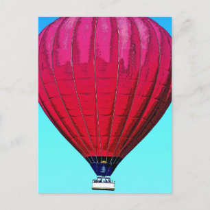 Red Hot Air Balloon in Blue Sky Postcard