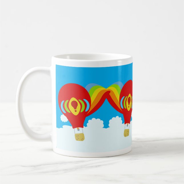 Red Hot Air Balloons Cute Colourful Fun Pattern Coffee Mug (Left)