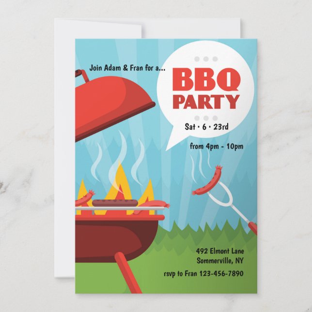 Red Hot BBQ Party Invitation (Front)
