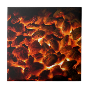 Red Hot Burning Coals Ceramic Tile