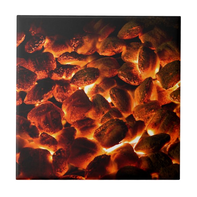 Red Hot Burning Coals Ceramic Tile (Front)