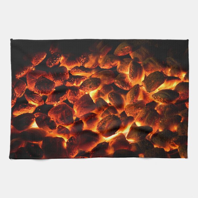 Red Hot Burning Coals Tea Towel (Horizontal)