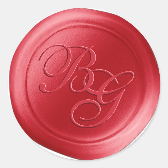 Red Hot Calligraphy Monogram Wax Seal Stickers (Front)