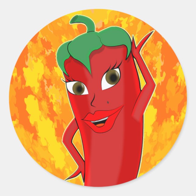 Red Hot Chilli Pepper Diva Classic Round Sticker (Front)