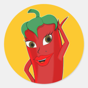 Red Hot Chilli Pepper Diva Classic Round Sticker