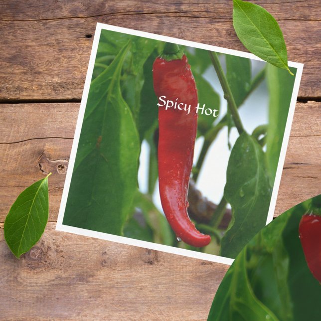 Red Hot Chilli Pepper Green Red White Photographic Napkin (Creator Uploaded)