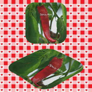 Red Hot Chilli Pepper Green Red White Photographic Paper Plate