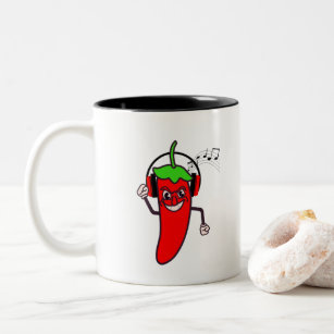 Red Hot Chilli Pepper listening To Music Two-Tone Coffee Mug