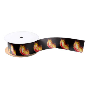 Red Hot Chilli Pepper on Fire Satin Ribbon