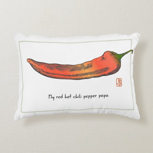 Red Hot Chilli Pepper Papa Accent Pillow (Front)