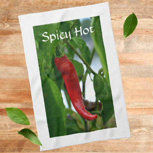 Red Hot Chilli Pepper Spicy Hot Customisable Tea Towel