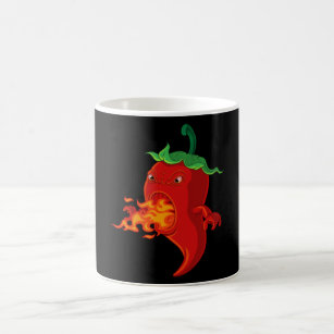red hot chilli pepper with flame coffee mug