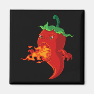 red hot chilli pepper with flame magnet