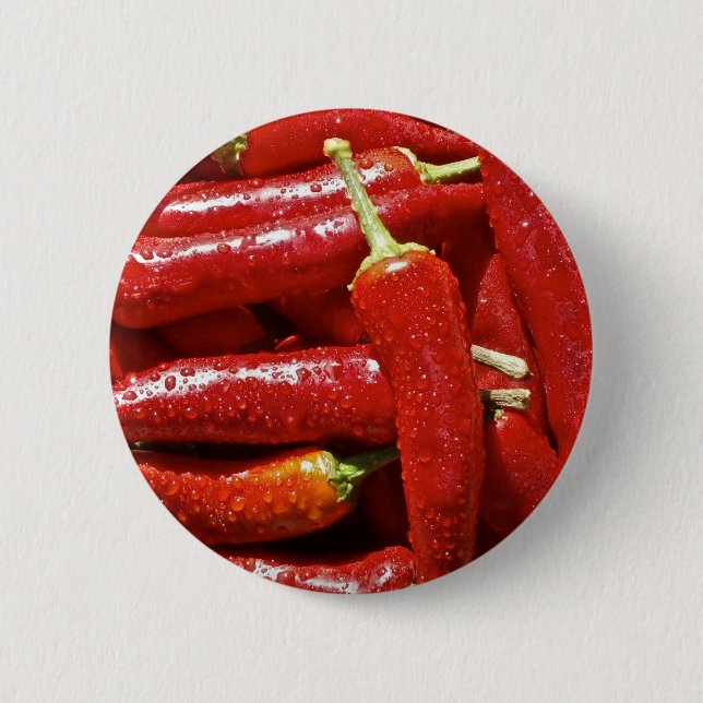 Red hot chilli peppers 6 cm round badge (Front)