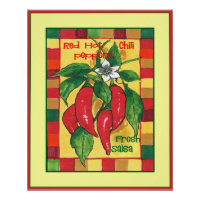 Red Hot Chilli Peppers on Vine ColorfulTiles Borde