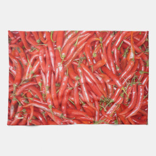red hot chillies tea towel