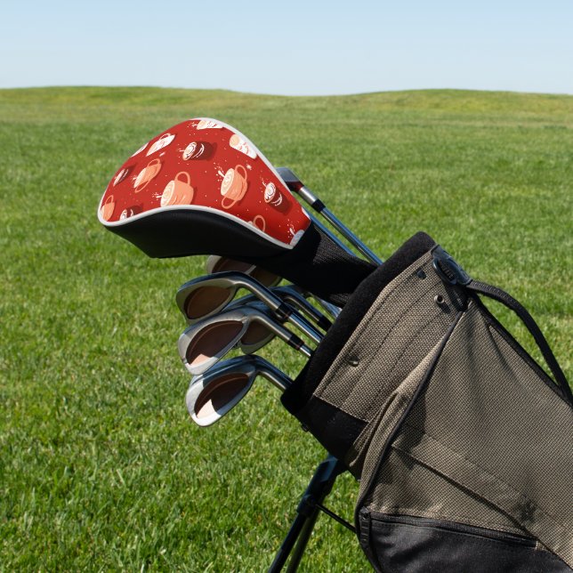 Red Hot Coffee & Cocoa Design Golf Head Cover (In Situ)