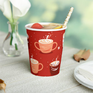 Red Hot Coffee & Cocoa Design Paper Cups