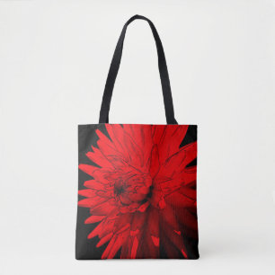 Red Hot Dahlia Abstract Flower Art  Tote Bag