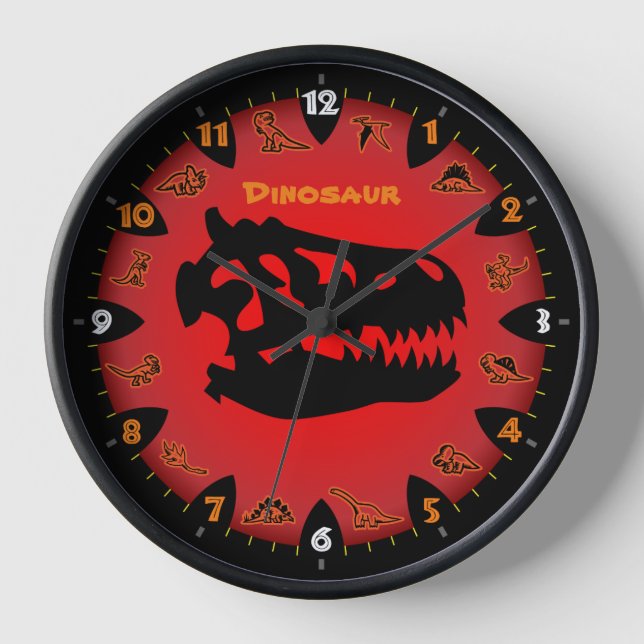 Red Hot Dinosaur Wall Clock (Front)