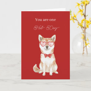 Red Hot Dog Heart Glasses Birthday Card