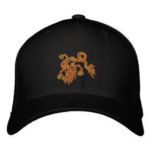Red hot dragon embroidered hat