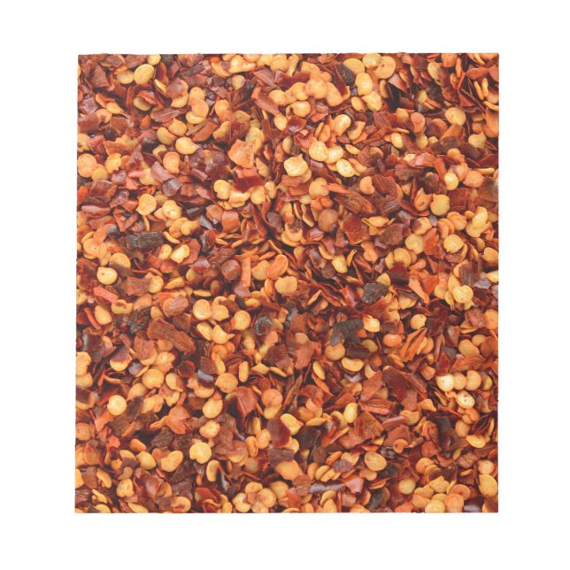 Red hot dried chilli flakes notepad (Front)