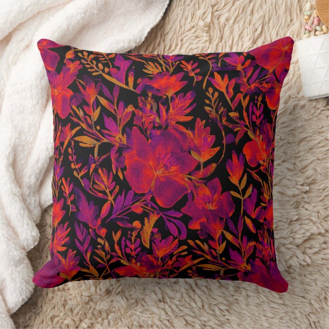 Red hot floral pattern cushion (Blanket)
