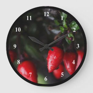 Red Hot Garden Salsa Chilli Peppers. Large Clock