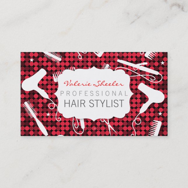Red Hot Glam Hair Salon Business Cards (Front)