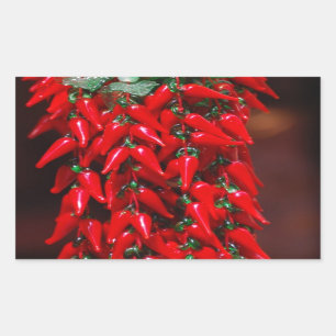 Red Hot Hanging Chilli Peppers Image Design Rectangular Sticker