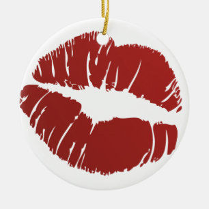 Red Hot Kiss Ceramic Ornament