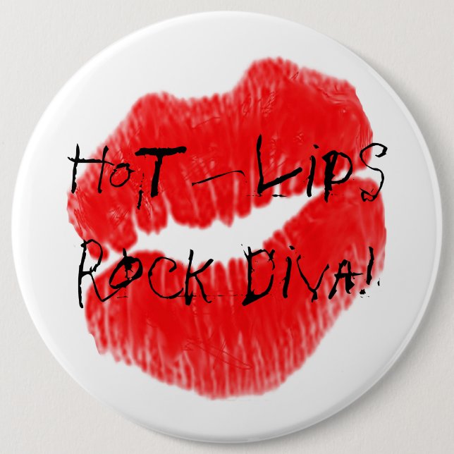 Red Hot Lips I 6 Cm Round Badge (Front)