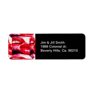 Red Hot Lipstick Lips Return Address Label