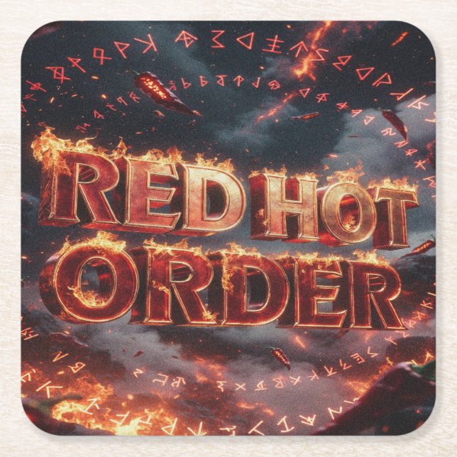 Red Hot Order Square Paper Coaster (Front)