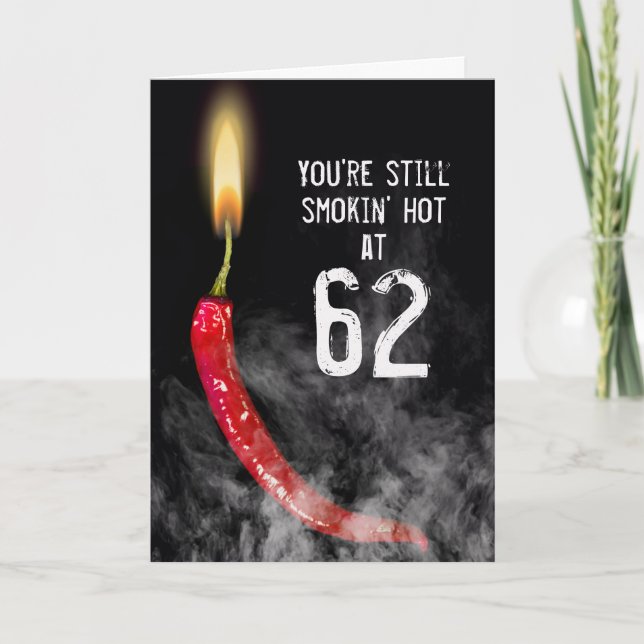 Red Hot Pepper 62nd Birthday Card (Front)