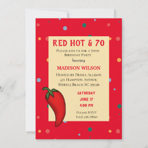 Red Hot Pepper 70th Birthday Party Invitation