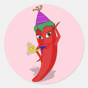 Red Hot Pepper Diva Birthday Celebration Custom Classic Round Sticker