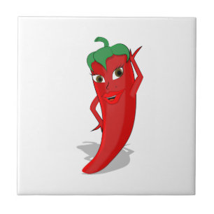 Red Hot Pepper Diva Ceramic Tile