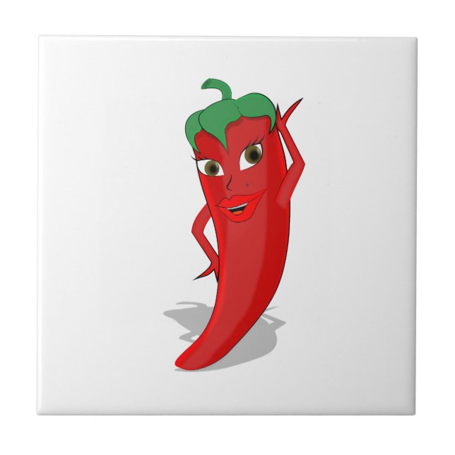 Red Hot Pepper Diva Ceramic Tile (Front)